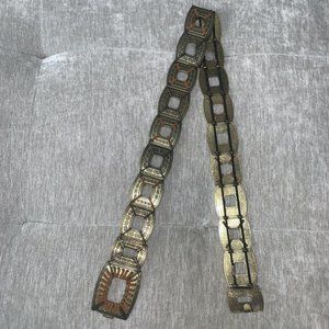 Vintage Brass Gold Color Decorative Engraving Train Elastic Chain Link Belt